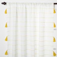 Black And White Shower Curtain With Tassels 95 X54 Contrast Stripe Light Filtering Window Curtain Panels With Tassel Yellow White Opalhouse Panel Curtains Curtains Yellow Kids Curtains