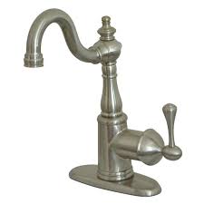 Kingston Brass Vintage Single Handle Bar Faucet In Brushed Nickel Hks7498bl The Home Depot Single Hole Bathroom Faucet Bar Faucets Bathroom Faucets