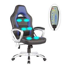 Mecor Massage Office Chair Pu Leather Heated Vibrating Race Car Style Ergonomic Armchair Black Blue For Sale Chair Computer Chair Massage Office Chair