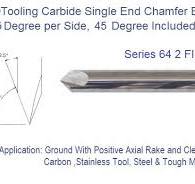 22.5 per Side 45 Degree Included 2 Flute Carbide Chamfer Mill - 1/8 Shank -  ID: 2380-64-7238