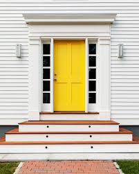 Your front door's hue is a component of the house's exterior color scheme, which includes roof color and other architectural elements. Yellow Front Door Ideas For A Vivid House Entrance
