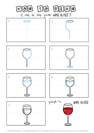 In this art tutorial i show you a simple way to draw a realistic glass of water. How To Draw A Wine Bottle Wine Glass Rainbow Printables
