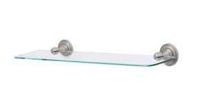Delta Greenwich 5 4 In W Glass Bathroom Shelf In Brushed Nickel 138282 The Home Depot Glass Bathroom Shelves Glass Shelves Glass