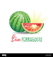 Buon Ferragosto Happy Summer Holidays In Italian Italian Summer Holidays Concept With Sun And Watermelon On White Background Vector Illustration Stock Vector Image Art Alamy