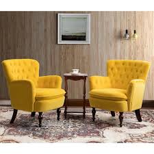 Shop allmodern for modern and contemporary yellow dining chairs to match your style and budget. Jayden Creation Isabella Yellow Tufted Accent Chair Set Of 2 Hm1126 Yellow S2 The Home Depot
