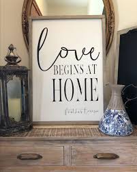 Love Begins At Home Wooden Sign Wood Framed Signs Home Wooden Signs Home Decor Quotes Entryway Signs