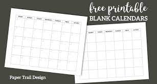 Here you can customize any 2021 monthly calendar templates. Free Printable Blank Calendar Template Paper Trail Design