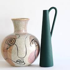 Squiggle Face Stoneware Vase Holistic Habitat Metal Vase Stoneware Vase Rustic Vase