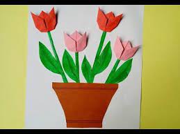 كيفية صنع بطاقة مزهرية زهرة التوليب بالورق how to make a tulip flower tulip origami origami flowers tulips flowers