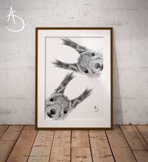 Cute Curious Squirrel Drawing Download Wall Decor Curious Etsy Squirrel Print Squirrel Decor Squirrel