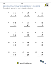 Here is an overview of the sheets available 2 Digit Subtraction Without Regrouping Worksheets