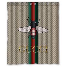 Hot Sale Gucci Bee Stripes Shower Curtain Size 60 X72 72 X72 Fabric Shower Curtains Shower Curtain Sizes Printed Shower Curtain