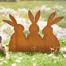 Deko Erdspiess Mavis Mit Bildern Gartenstecker Rost Ostern Basteln Holz Gartenstecker