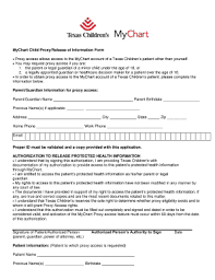 Fillable Online Texaschildrens Mychart Child Proxy Release