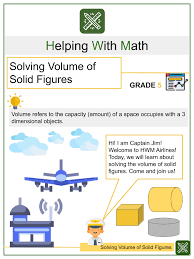 Students calculate the volume and surface area of rectangular prisms. Solving Volume Of Solid Figures 5th Grade Math Worksheets