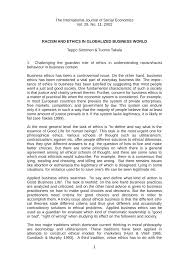 Pdf Racism And Ethics In The Globalized Business World