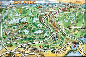 Bok tower gardens boasts one of the greatest. Orlando Florida Cartoon Map By Kevin Middleton Redbubble
