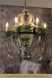 Antique Vintage Shabby Chic Chandelier French Architectural Red Evergreen Lighting Decorating Christmas Mantle Decor Diy Holiday Decor French Country Christmas