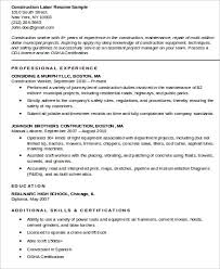 Free 11 Sample Construction Worker Resume Templates In Ms Word Pdf