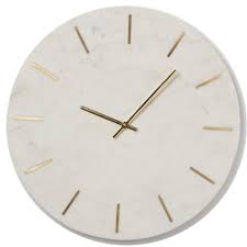 Round white marble stone and gold pointer marble wall clock. Brynn Modern Classic White Stone Gold Inlay Design Wall Clock Medium 12 24 Kathy Kuo Home