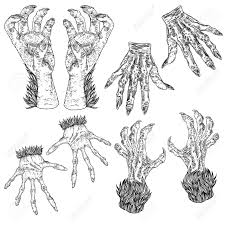 About the real monster truck hand drawing graphic. Halloween Engraving Drawings Set Of Monsters Hands Werewolf Royalty Free Cliparts Vectors And Stock Illustration Image 124063166