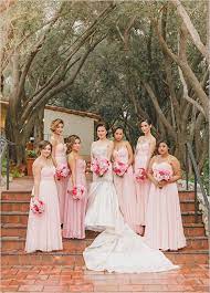 Choosing bridesmaid dresses that will match your wedding vision is always easier when you have examples to reference, so that's why we created warm neutrals, like gold and taupe, are flattering bridesmaid dress colors for a range of skin tones. Pink And Gold Sparkle Wedding Pink Bridesmaid Dresses Sparkle Wedding Light Pink Bridesmaid Dresses