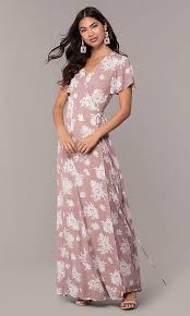 Short Sleeve Print Long Wrap Wedding Guest Dress Dresses Wedding Guest Dress Pink Print Dress