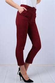 41 95 Tl Bordo Desenli Bayan Kumas Pantolon 11370b Modamizbir Pantolon Kumas Pantolonlar Kumas