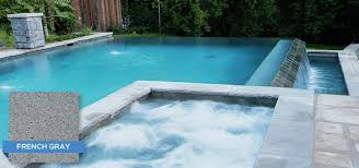 Hydrazzo French Gray Compliments This Modern Spa And Waterfall Nicely Swimmingpool Pool Pool Colors Pool Plaster Pool Finishes