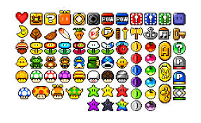 Mario Bros Items Sheet Pixeles Pegatinas Proyectos