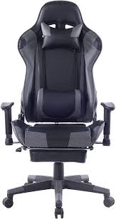 kasorix gaming chair racing style high back gaming chair with adjustable footrest rocking back adjustable armrests pu leather gaming chair grey chair foot rest