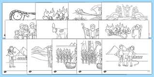 All kids like to play with their sisters and brothers and do fun stuff. Moses Story Colouring Sheets
