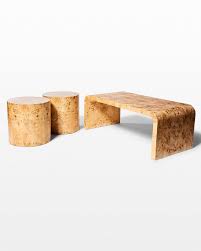 Our custom coffee tables can be customised to suite your design. Tc047 S Ward Burl Wood Coffee And Side Table Set Prop Rental Acme Brooklyn