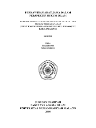 • corak perkawinan adalah perkawinan jujur. Skripsi Perkawinan Adat Jawa Dalam Perspektif Hukum Islam