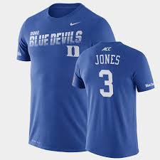 The white lines are hand screen printed on a blue maternity shirt. Duke Blue Devils Ncaa Basketball Tre Jones White 2019 20 Sideline Legend Performance T Shirt Men S