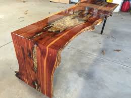 Live Edge Waterfall Coffee Table Cedar Furniture Cedar Table Resin Furniture