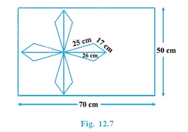 A Design Is Made On A Rectangular Tile Of Dimensions 50 Cm 70 Cm As Shown In Fig 12 7 The Design Shows 8 Triangles Each Of Sides 26 Cm 17 Cm And Select one of any of the 4 vertices 3. a design is made on a rectangular tile