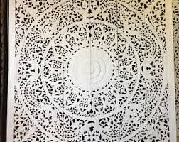 Mandala Lit King Tete De Lit 72 6ft 180cm Lotus Fleur En Bois A La Main Implore Envie Teck Bois Art Pannea Wooden Wall Art Panels Bohemian Headboard Headboard