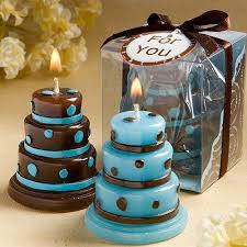 Stylish Blue And Brown Wedding Cake Candle Favors With Images Wedding Cake Candle Candle Wedding Favors Brown Wedding Cakes