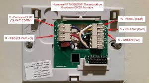 Honeywell wifi thermostat wall plate, showing a typical wiring hookup. Diy Installation Honeywell Wifi Thermostat Rth9580wf And He280 Humidifier Diyable Com