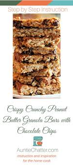 Peanut Butter Granola Bars Are Made Crunchy And Crispy With Oats And Rice Cereal Chocolat Granola Bars Peanut Butter Peanut Butter Granola Granola Recipe Bars