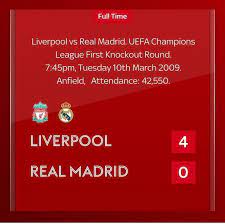 Liverpool 4 0 Real Madrid Agg 5 0