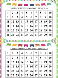 Menamakan nombor 1 hingga 100 seterusnya: Latihan Tulis Nombor 1 30 Pptx