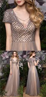 Gorgeous Champagne Beaded Long Evening Dress In 2020 Evening Dresses Long Best Formal Dresses Classy Prom Dresses