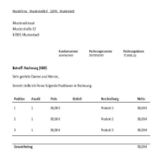 Hier finden sie die passende vorlage für einen beratervertrag. Kleinbetragsrechnung Muster Vorlage Kostenlos Herunterladen