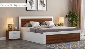 Despite smaller bedroom space, it is possible to enjoy the comfort of luxurious bed with queen platform storage beds. Buy Harper Bed With Box Storage Queen Size Exotic Teak Frosty White Finish Online In India Wooden Street