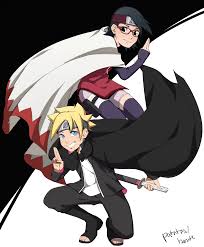 I Drew Boruto And Sarada Wearing Sasuke S Naruto S Cloak Tried Resembling It Like Yin Yang Animes Boruto Sarada Uchiha Boruto Personagens