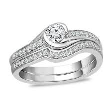 Brand new in box with all paperwork. 1 2 Ct T W Diamond Swirl Bypass Bridal Set In 10k White Gold Zales