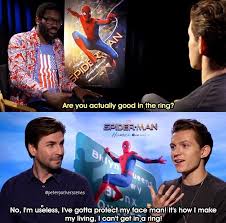 Lol I Love How He Is Totally Aware Of That Tom Holland Spiderman Tom Holland Tom Holland Peter Parker