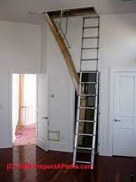 They sit closely against the wall, which is a nice option for narrow stairwells. Attic Stairs Stairway Codes Attic Stair Railing Landing Construction Safety